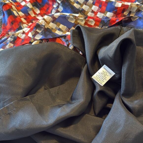 Trina Turk Silk Plaid Fit & Flare Dress Szโ 10 Multicolor Sleeveless Scoop Neck - Picture 9 of 9